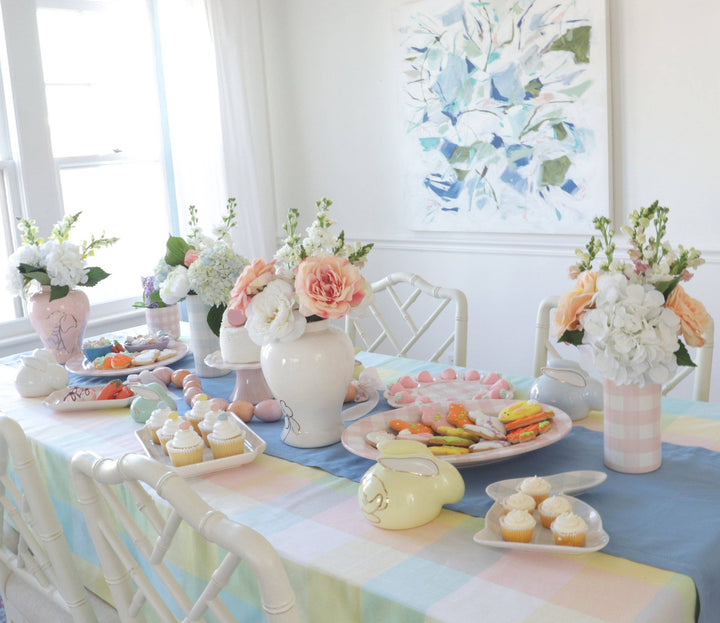 Gingham Vase in French Blue