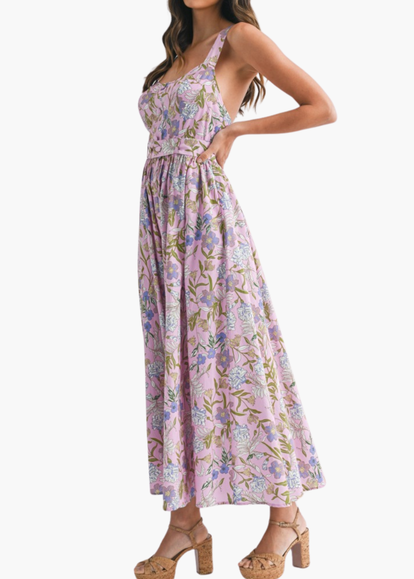 Liz Midi Dress in Pink Lavender