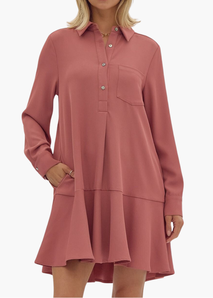 Darcy Flutter Mini Dress in Mauve