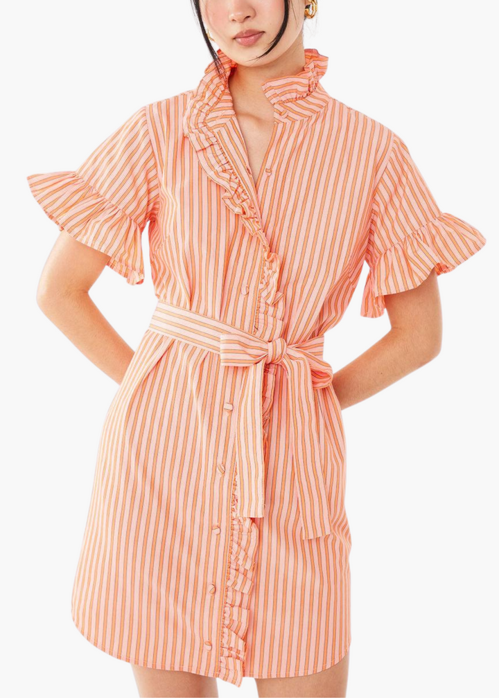 Katie Dress Orange Stripe Cotton