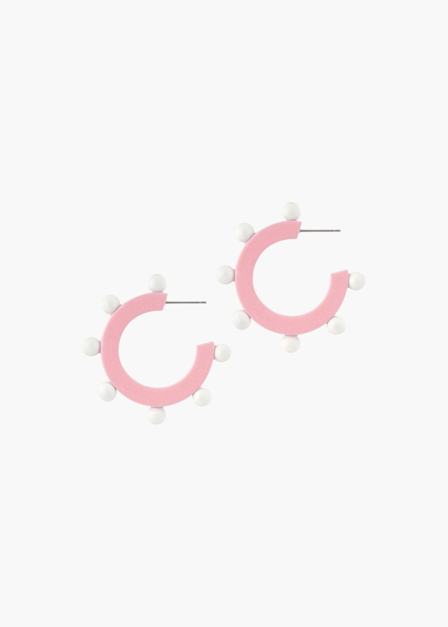 Pink and White Bead Hoops