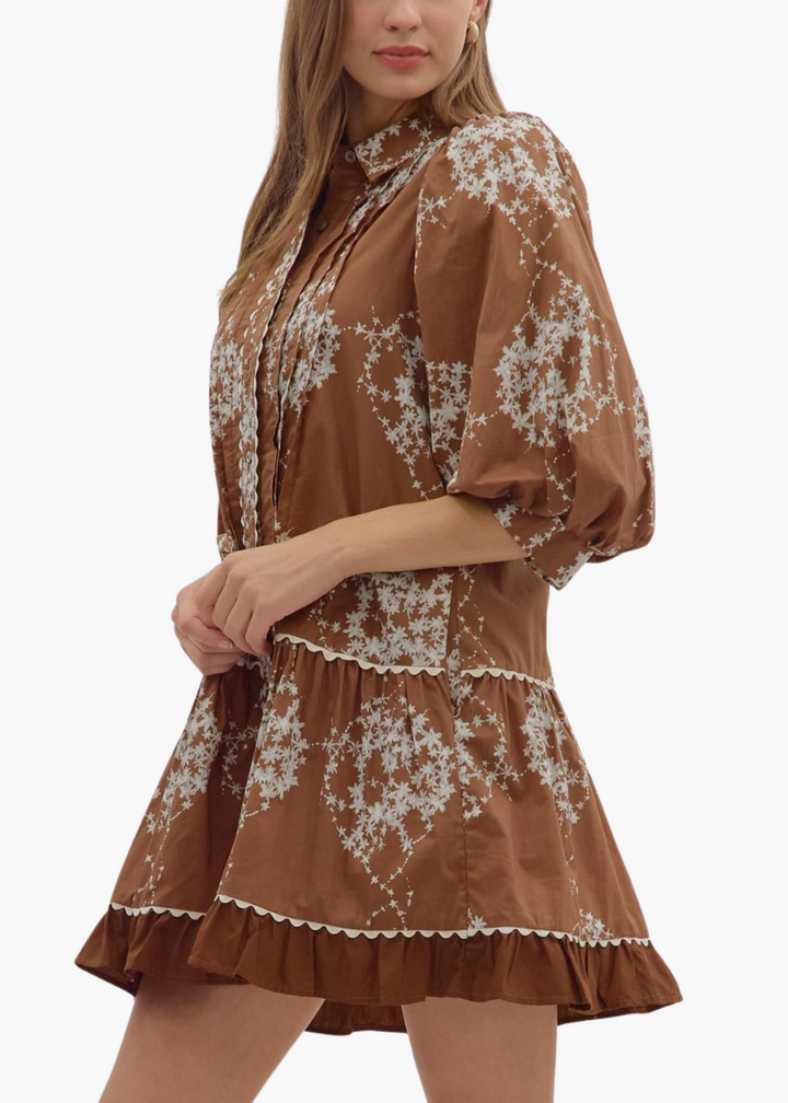 Marion Mini Dress in Brown