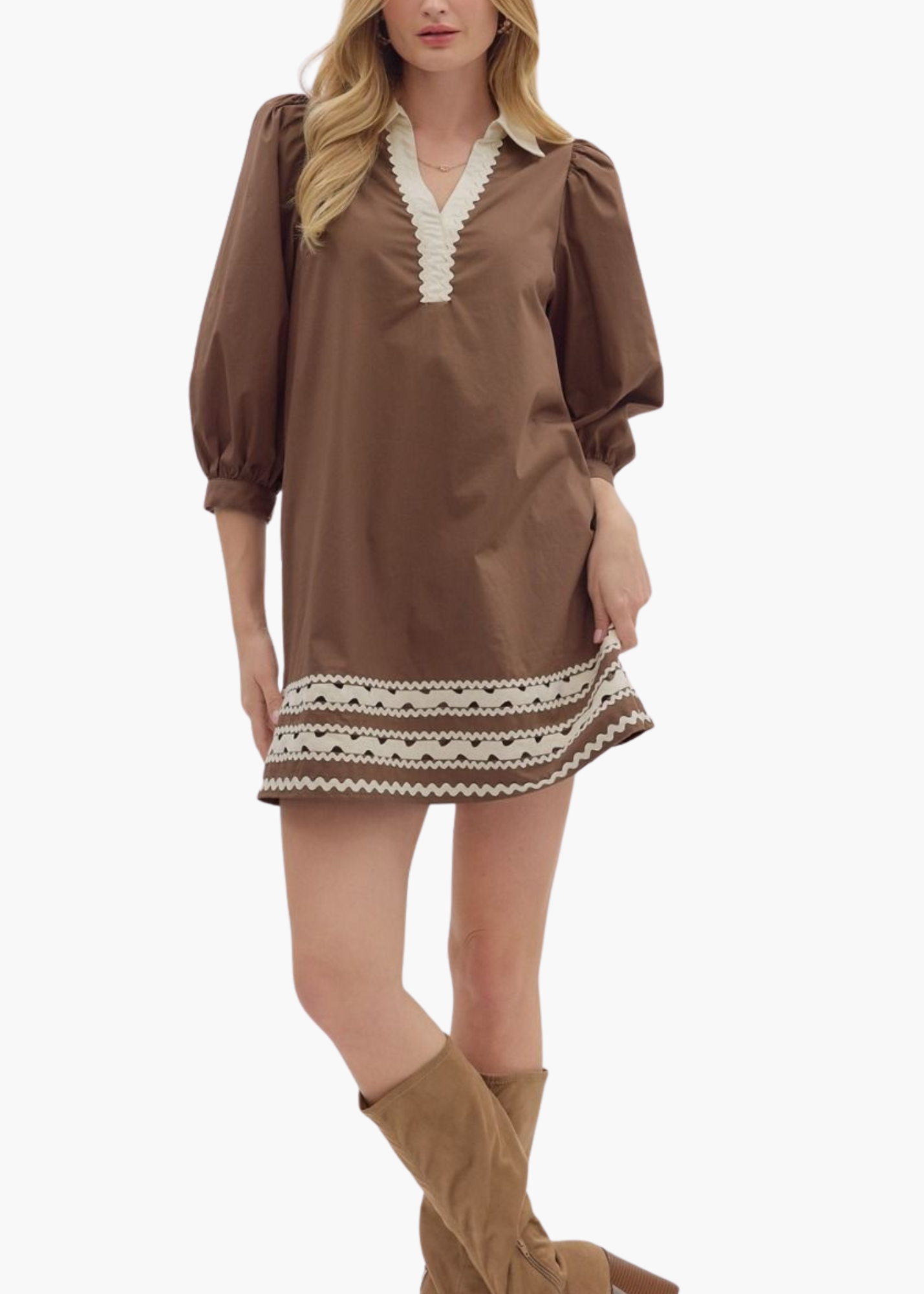 Lina Mini Dress in Brown