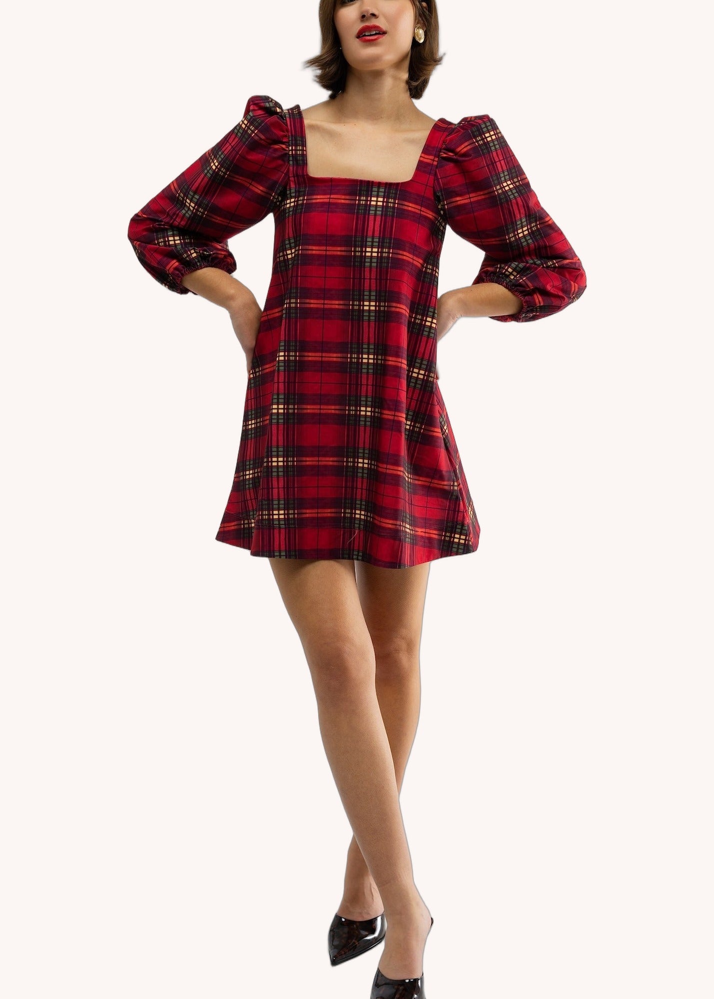 Collins Dress in Cabernet Plaid