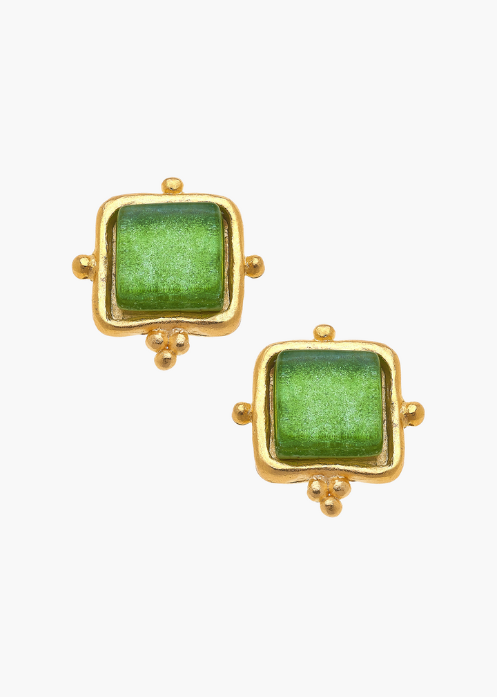 Madeline Studs in Holiday Green