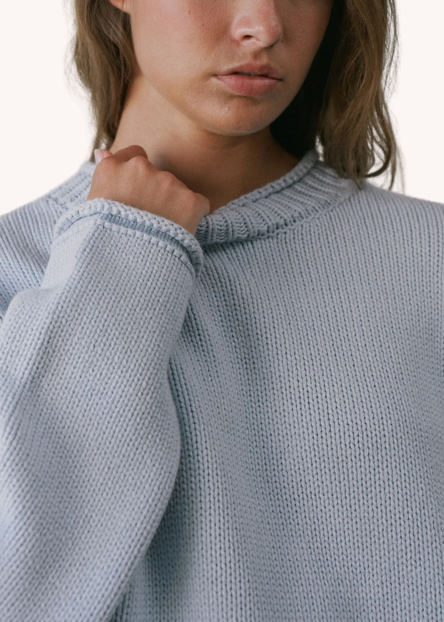 Roll Neck Sweater in Baby Blue