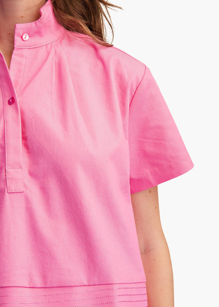 Chloe Stand Collar Top in Pink