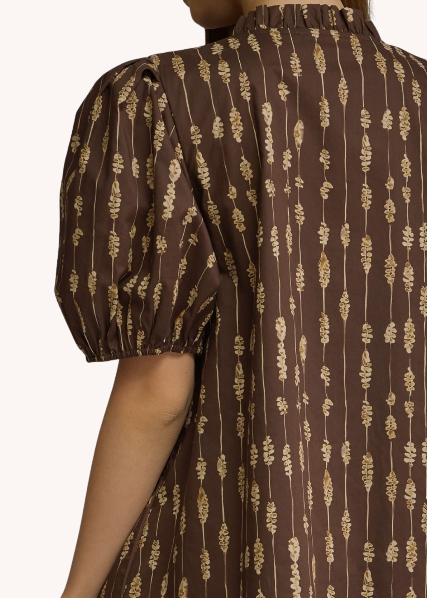Collins Smocked Cotton Mini Dress in Brown