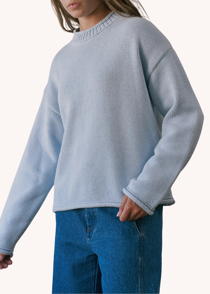 Roll Neck Sweater in Baby Blue