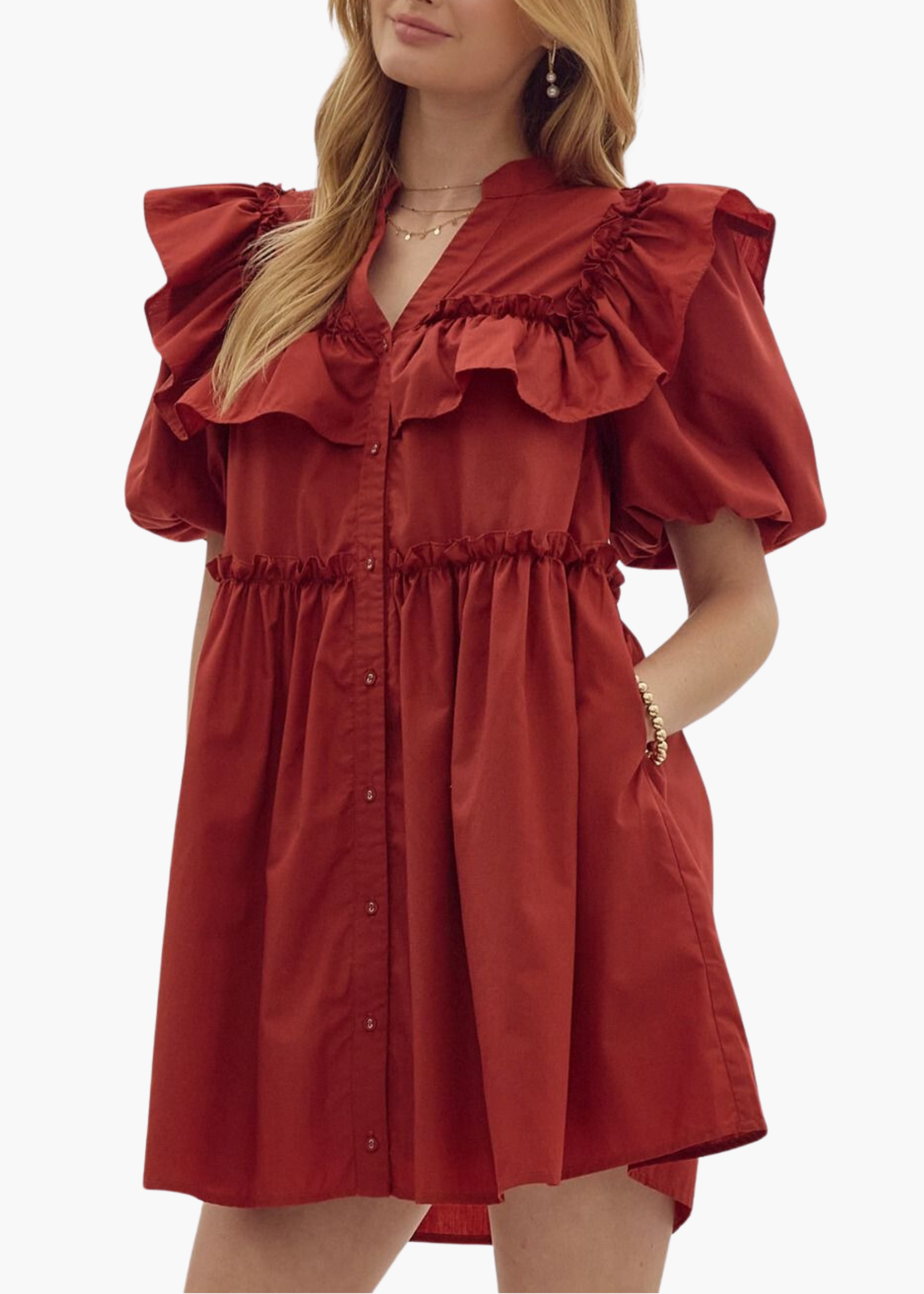 Meredith Mini Dress in Brick