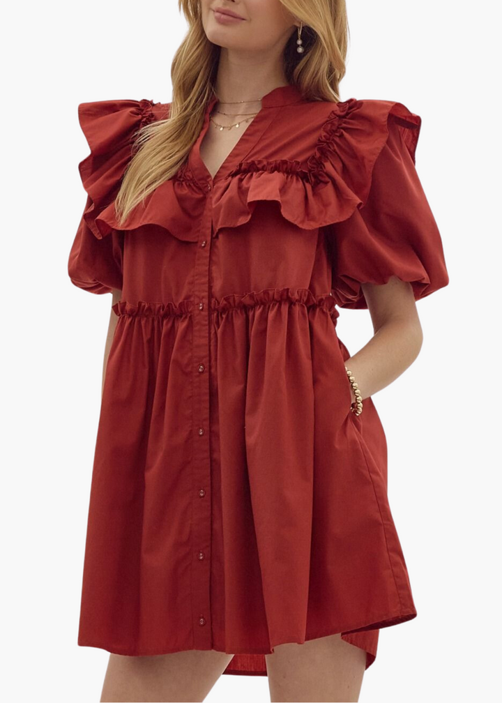 Meredith Mini Dress in Brick