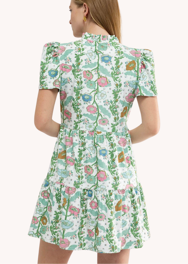 Navy Dress in Handkerchief Bloom