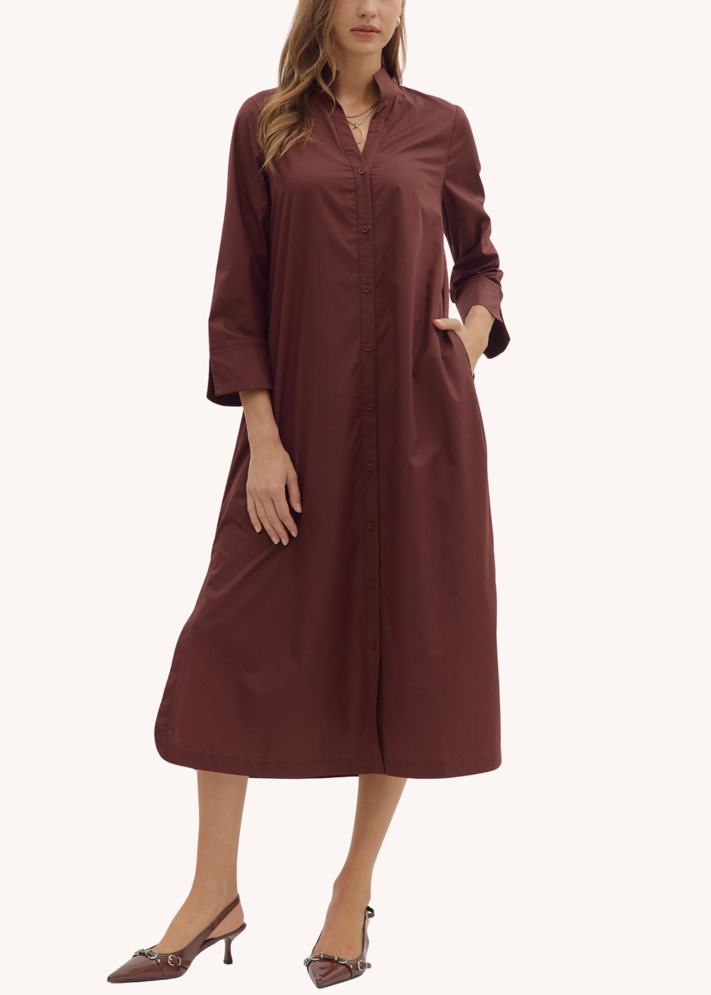 Wallace Midi Dress in Merlot