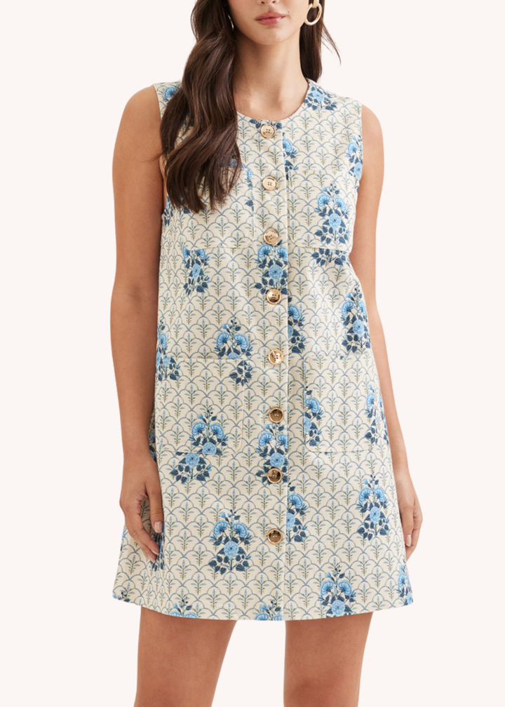 Adelaide Mini Shift Dress in Blue