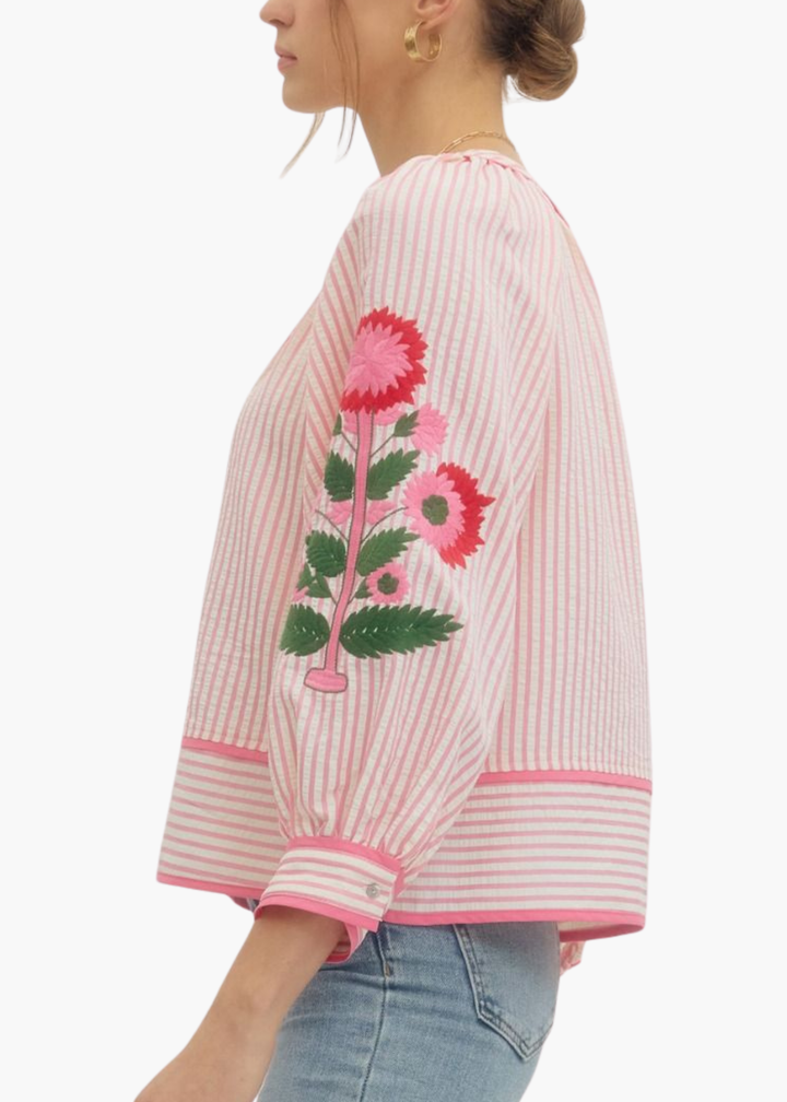 Jaipur Floral Top in Pink