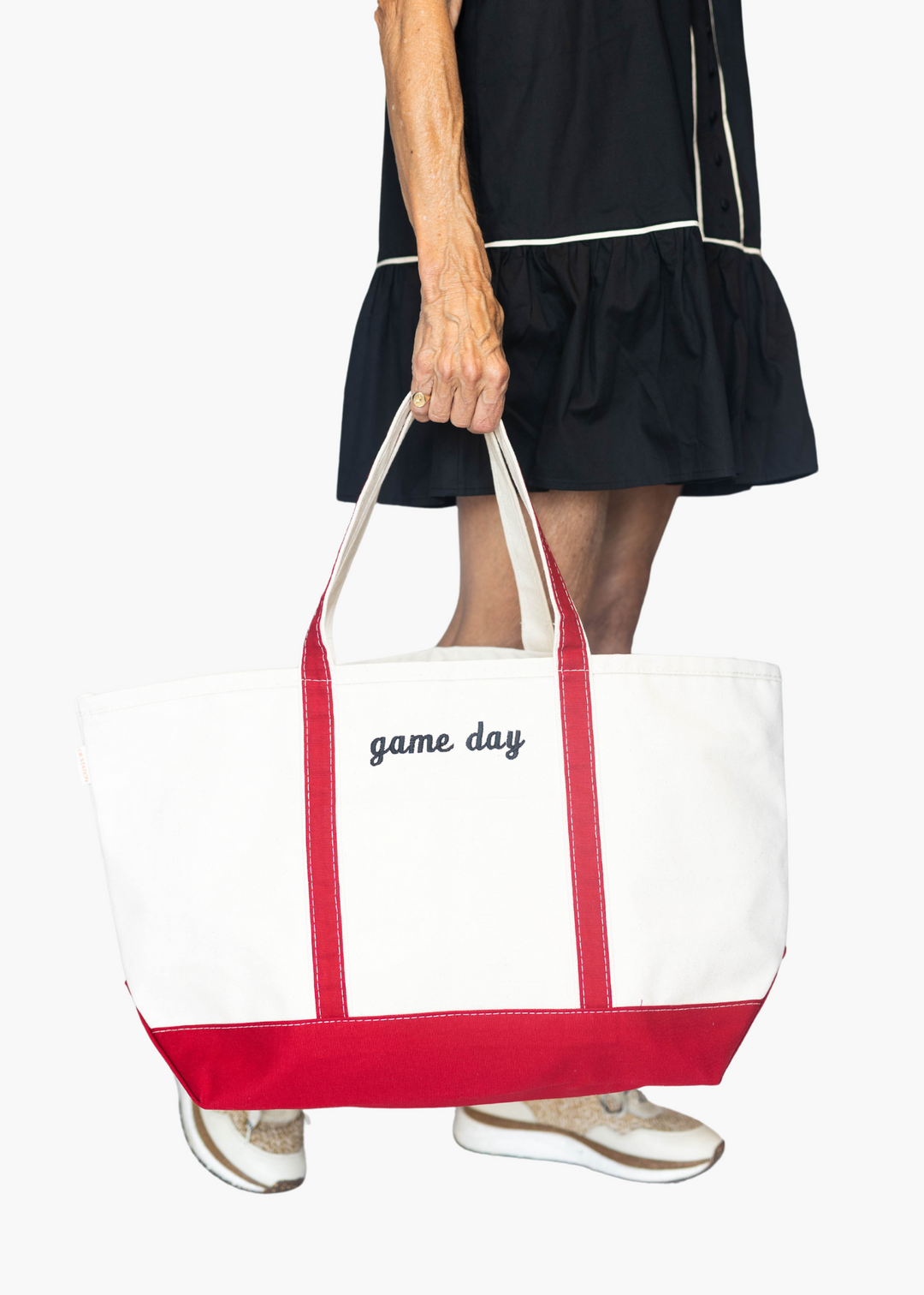 Large Game Day Boat Tote in Red and Black