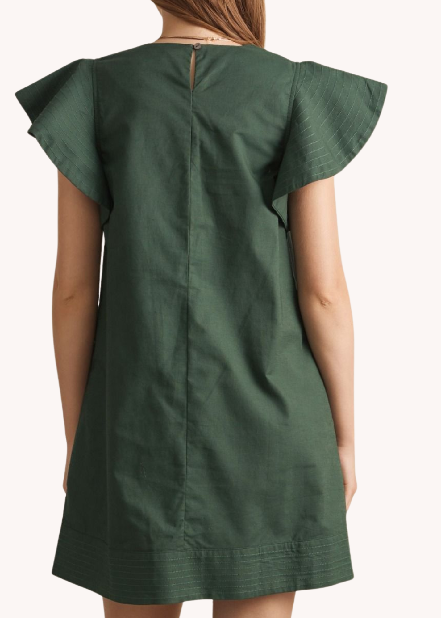 Lola Flutter Sleeve Dress in Hunter Green