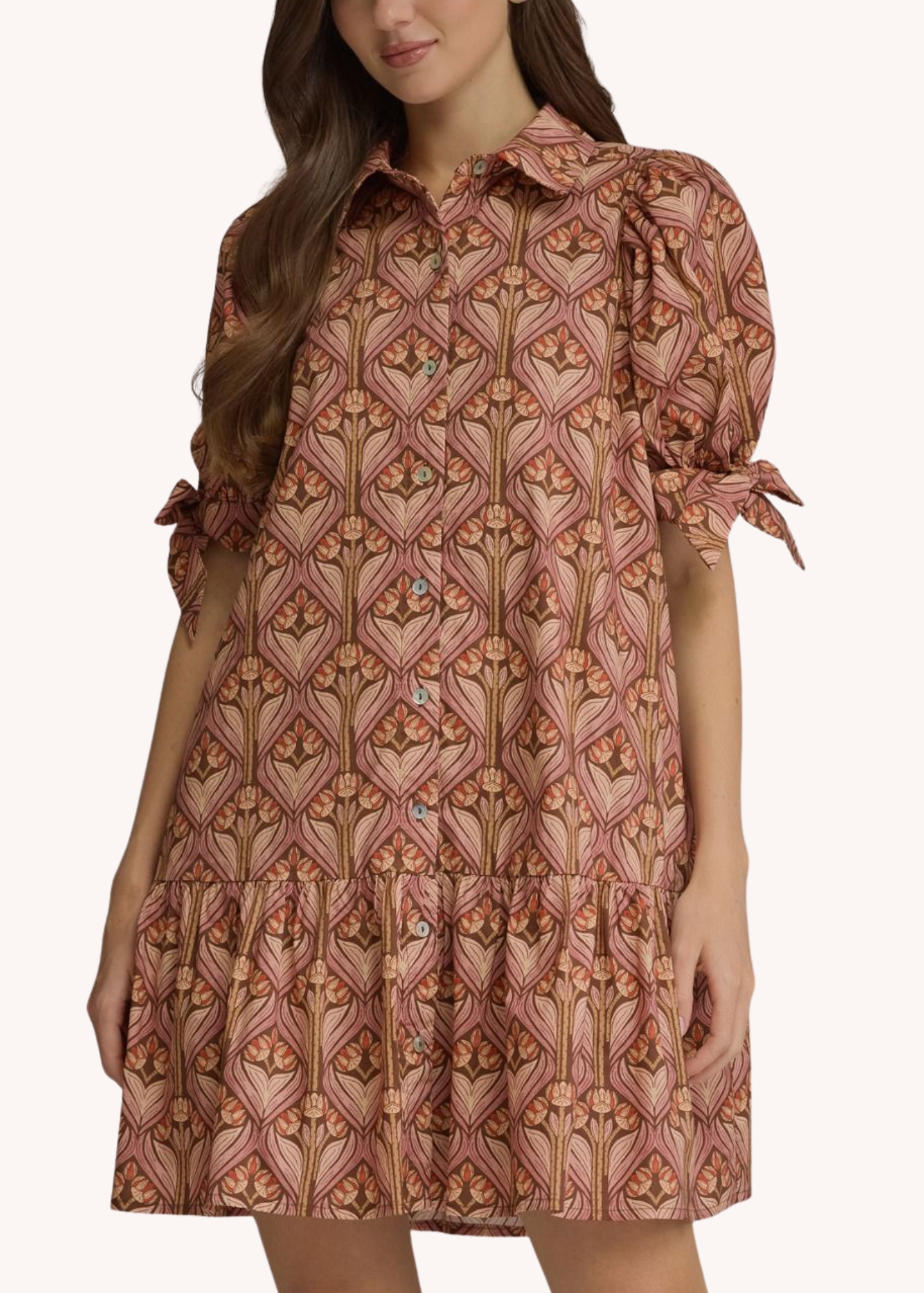 Emily Cotton Mini Dress in Brown