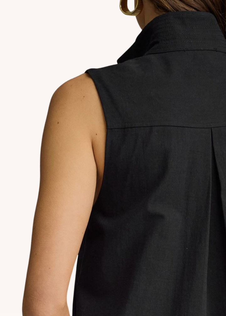Keeley Cotton Linen Mini Dress in Black