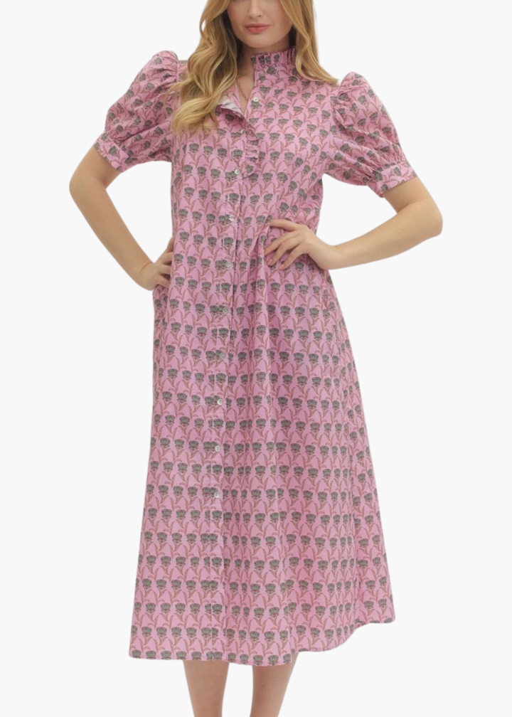 Tillie Midi Dress in Pink