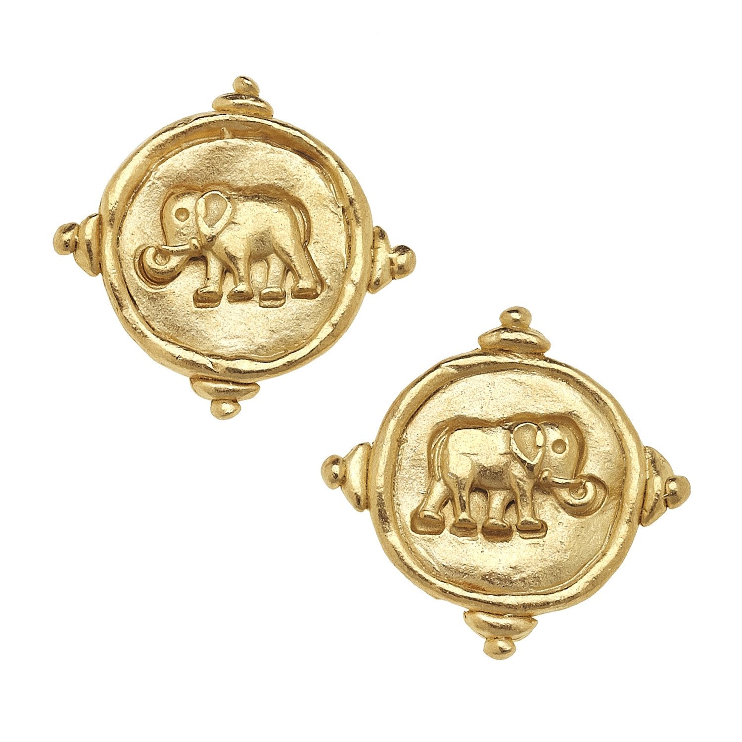 Elephant Intaglio Clip On Earrings