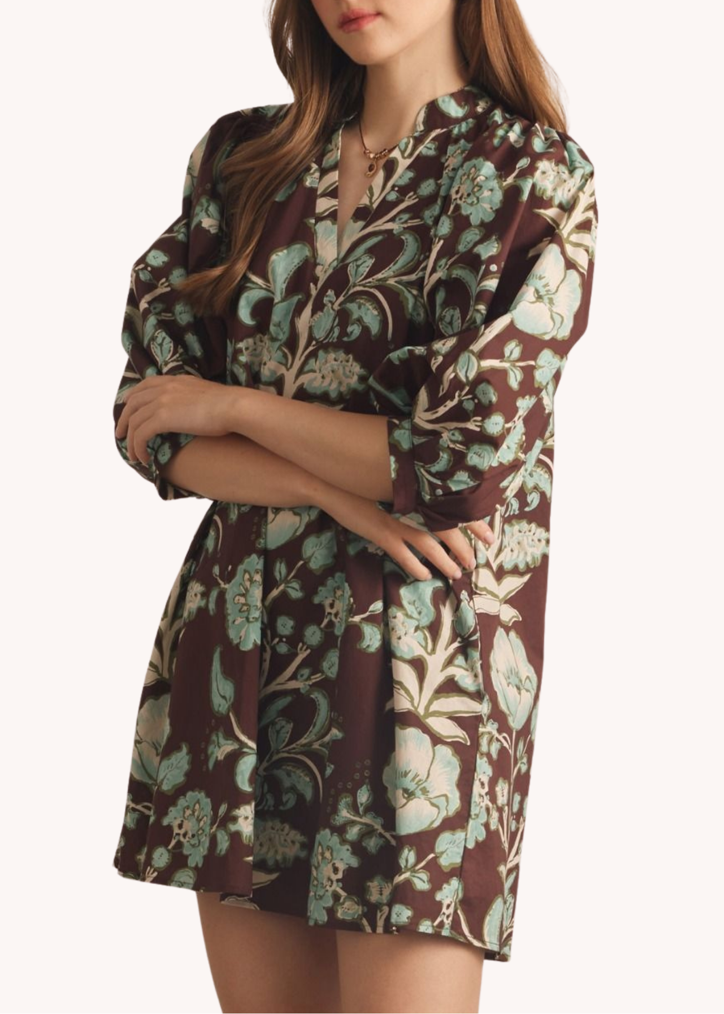 Mara Cotton Mini Dress in Chocolate