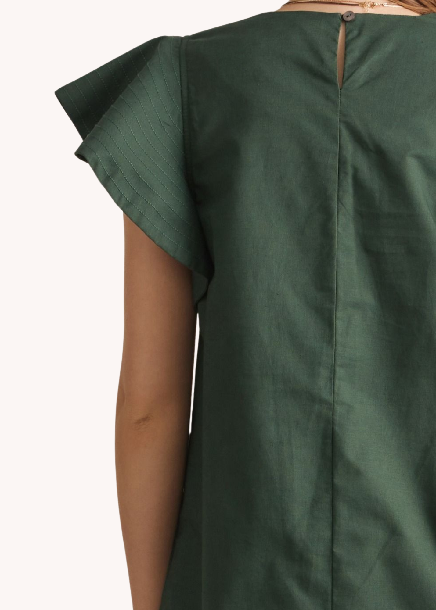 Lola Flutter Sleeve Dress in Hunter Green