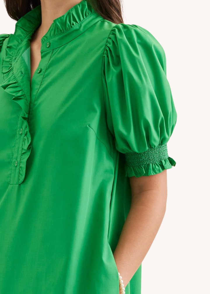 Franklin Crochet Hem Midi Dress in Green