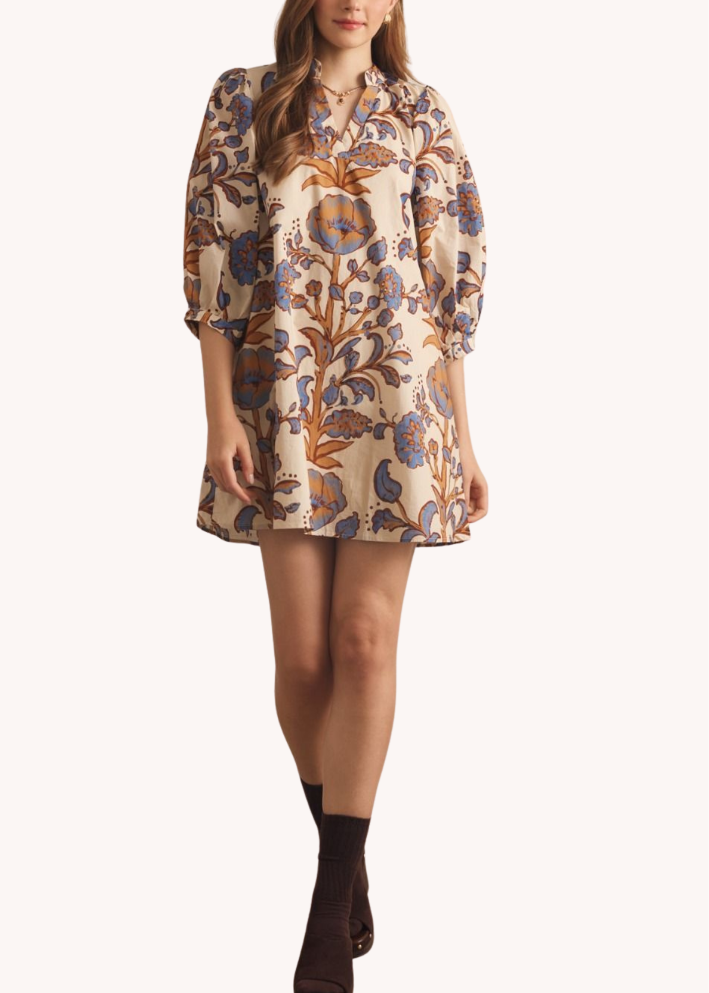 Mara Cotton Mini Dress in Ecru