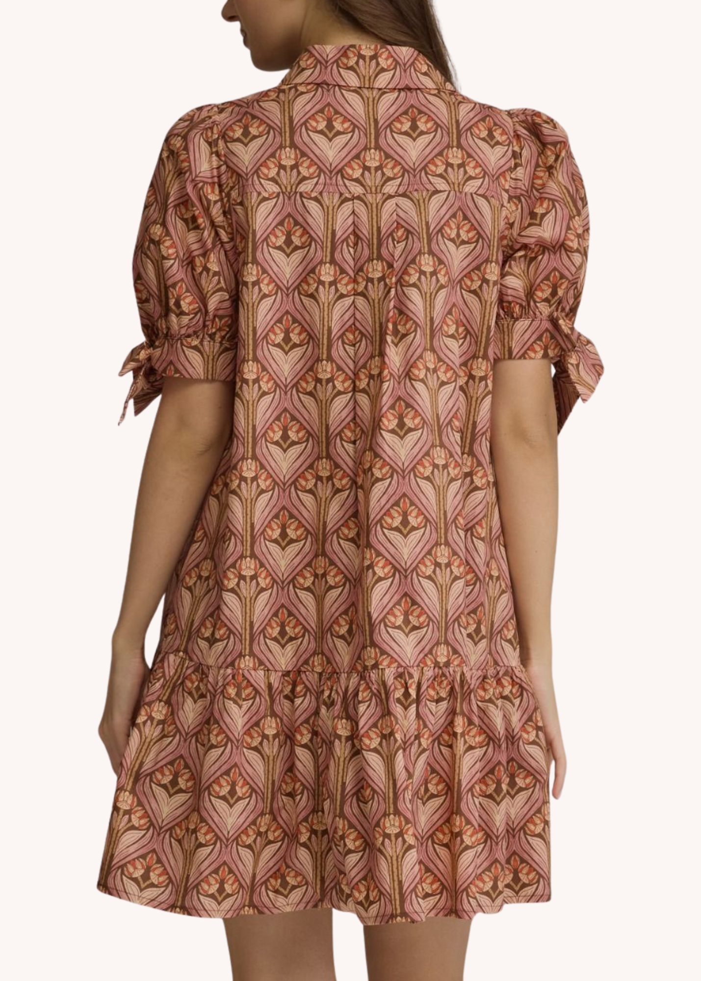 Emily Cotton Mini Dress in Brown