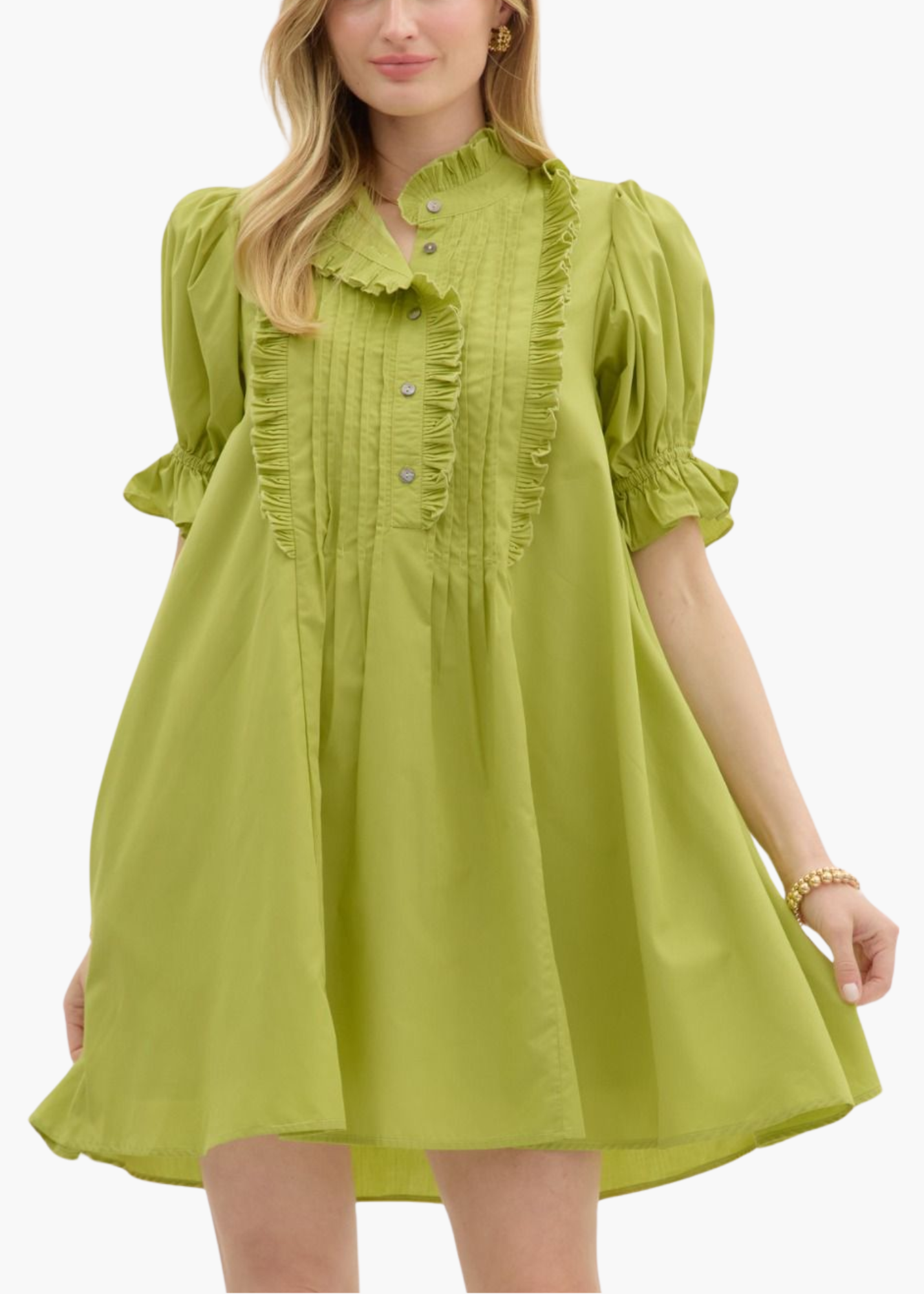 Evie Mini Dress in Chartreuse