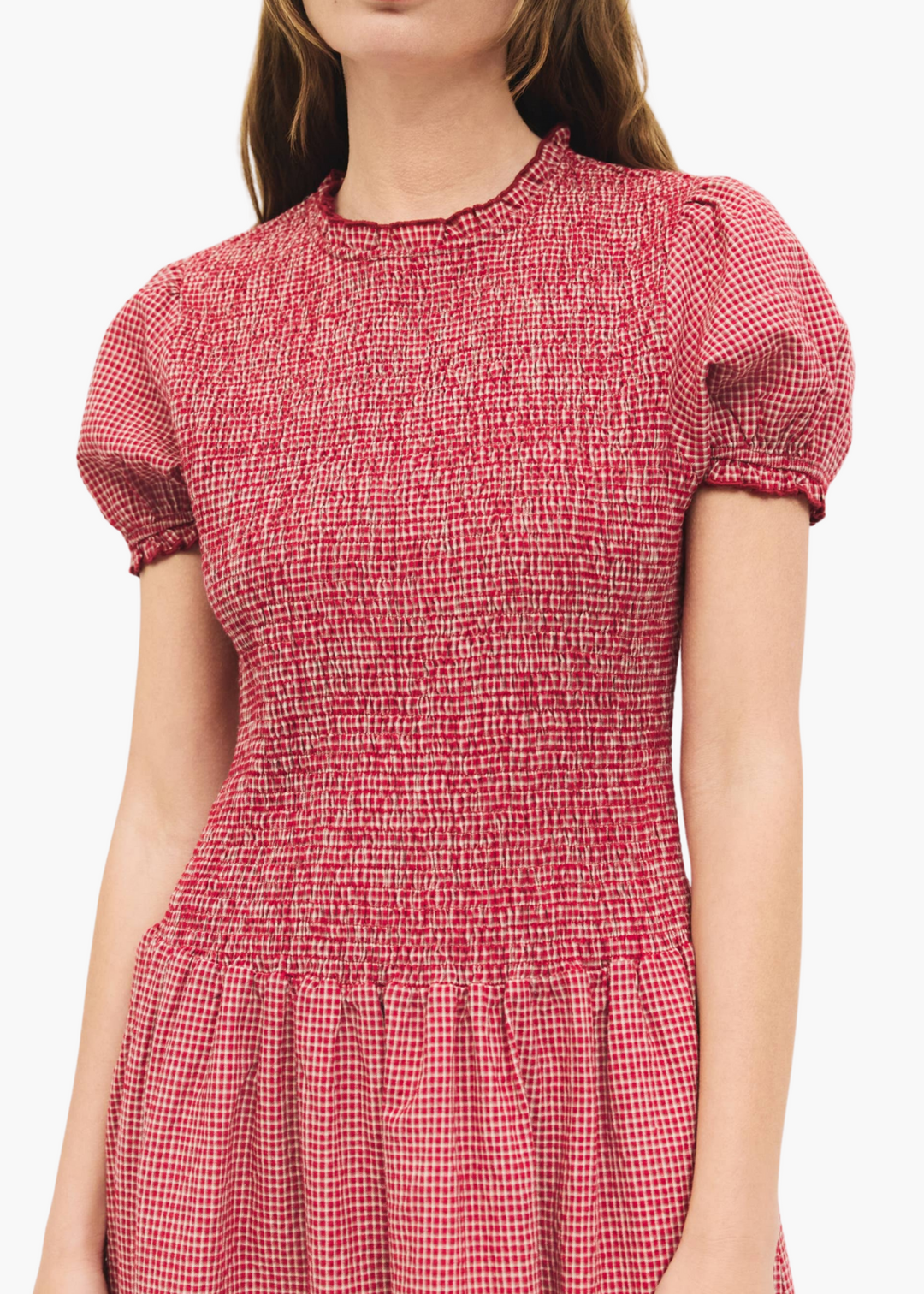 Gisele Smocked Midi Dress in Red