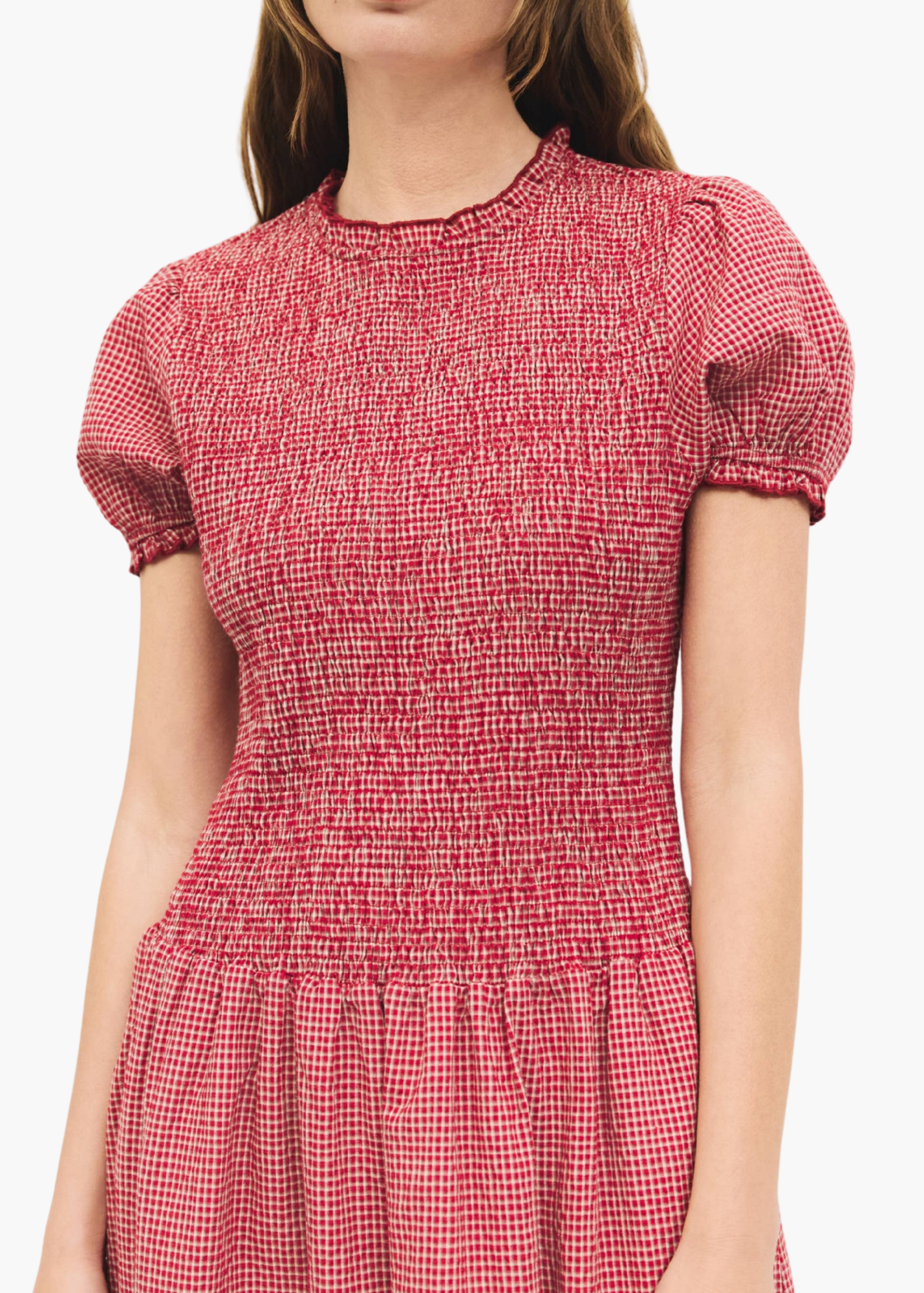 Gisele Smocked Midi Dress in Red