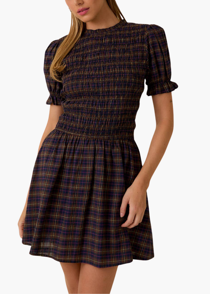 Laura Midi Dress in Fall Plaid