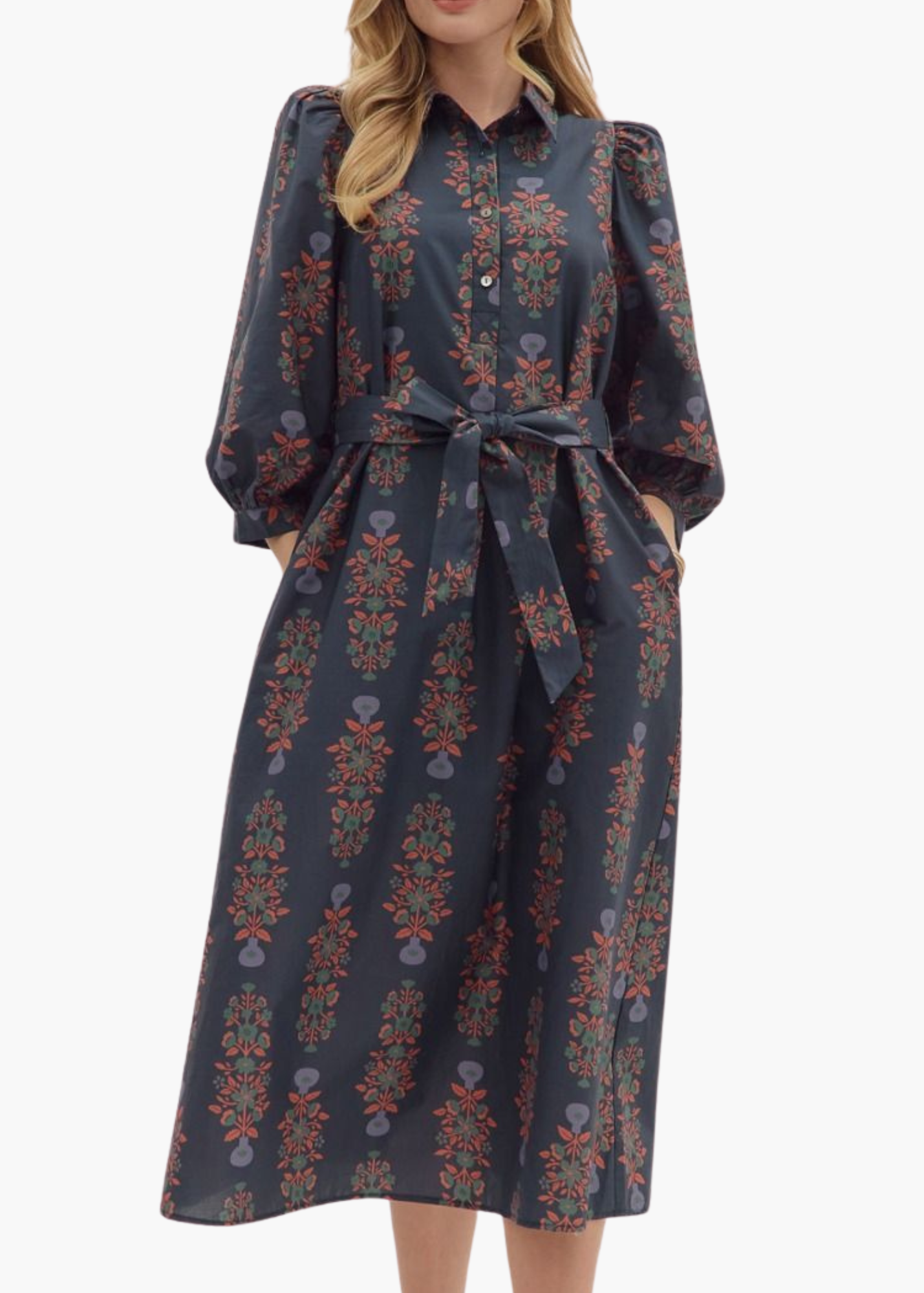 Rory Midi Dress in Navy