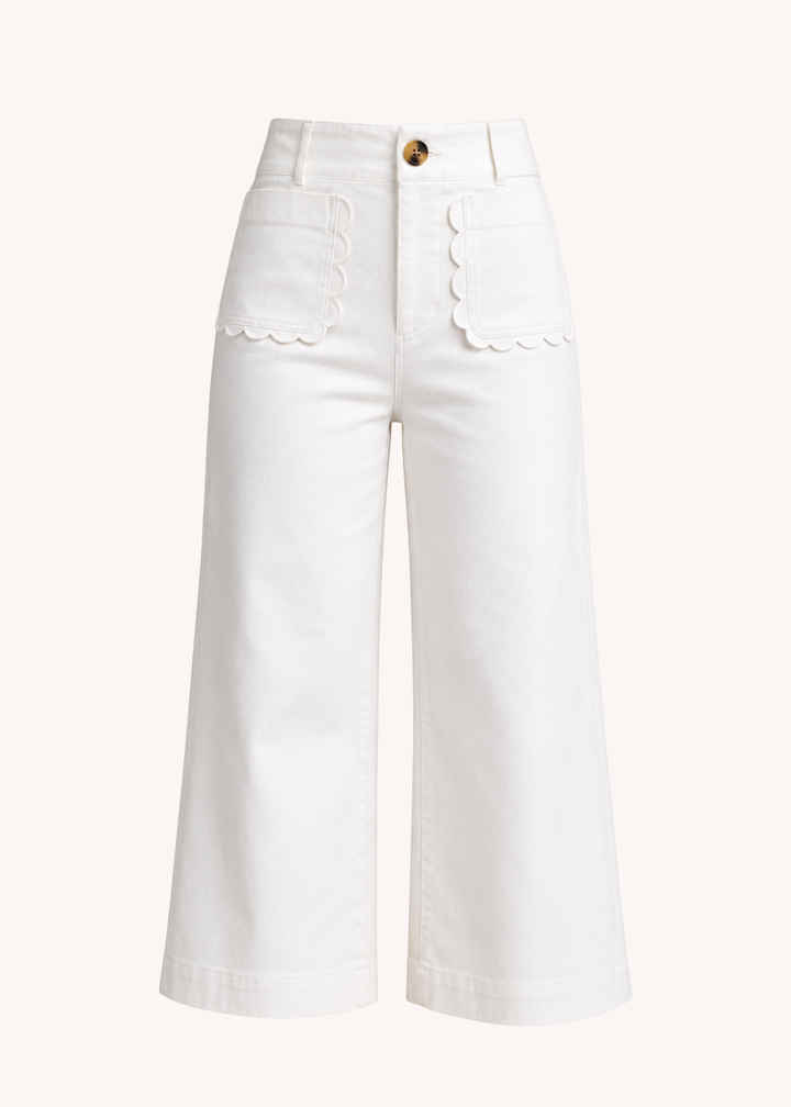 Colette Wide-Leg Scallop Pocket Pants