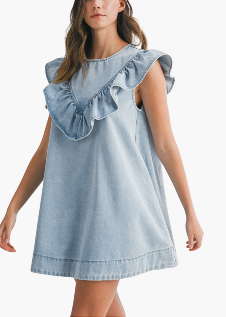 Jen Mini Dress in Light Denim