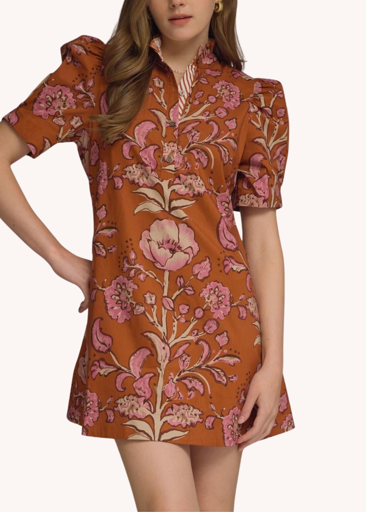 Abigail Mini Dress in Rust