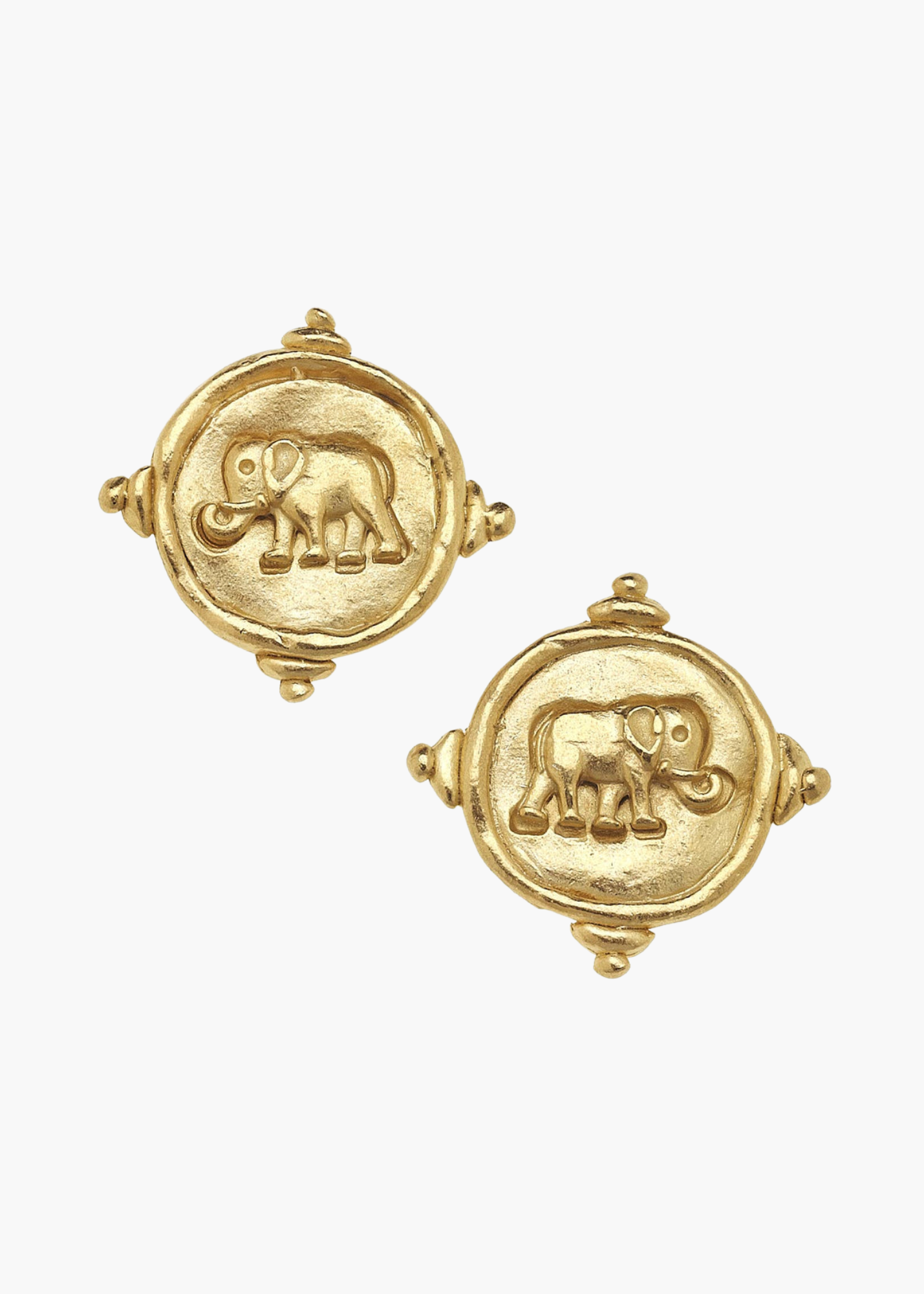 Elephant Intaglio Clip On Earrings