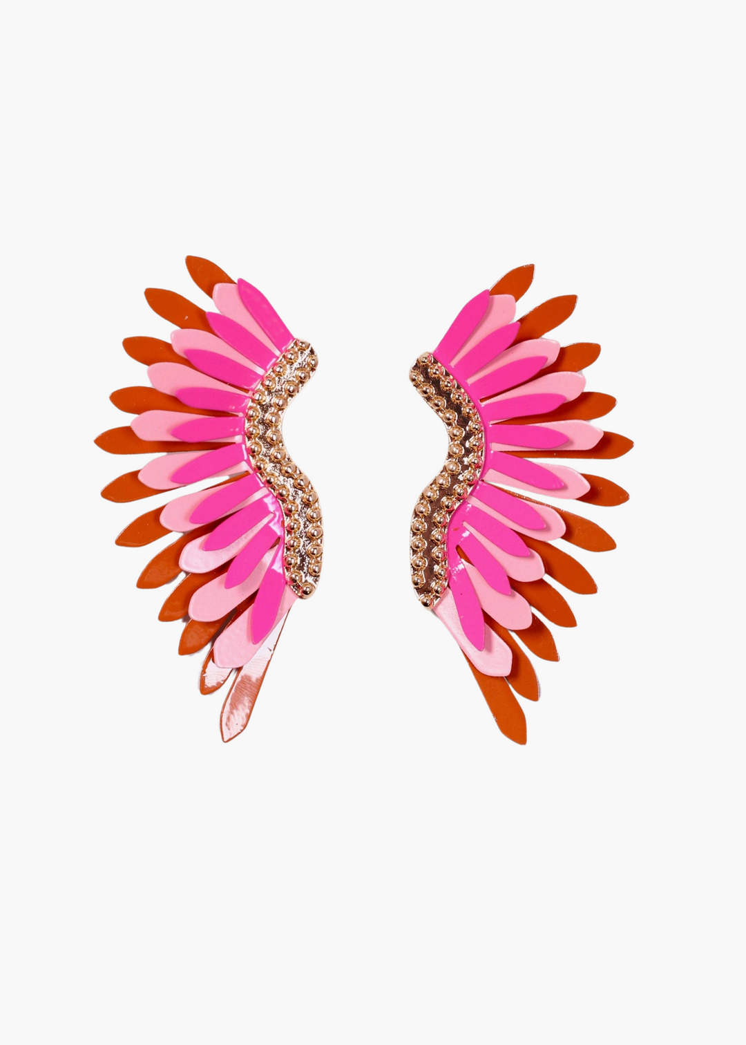Farrell Metal Fan Earring in Pink and Orange