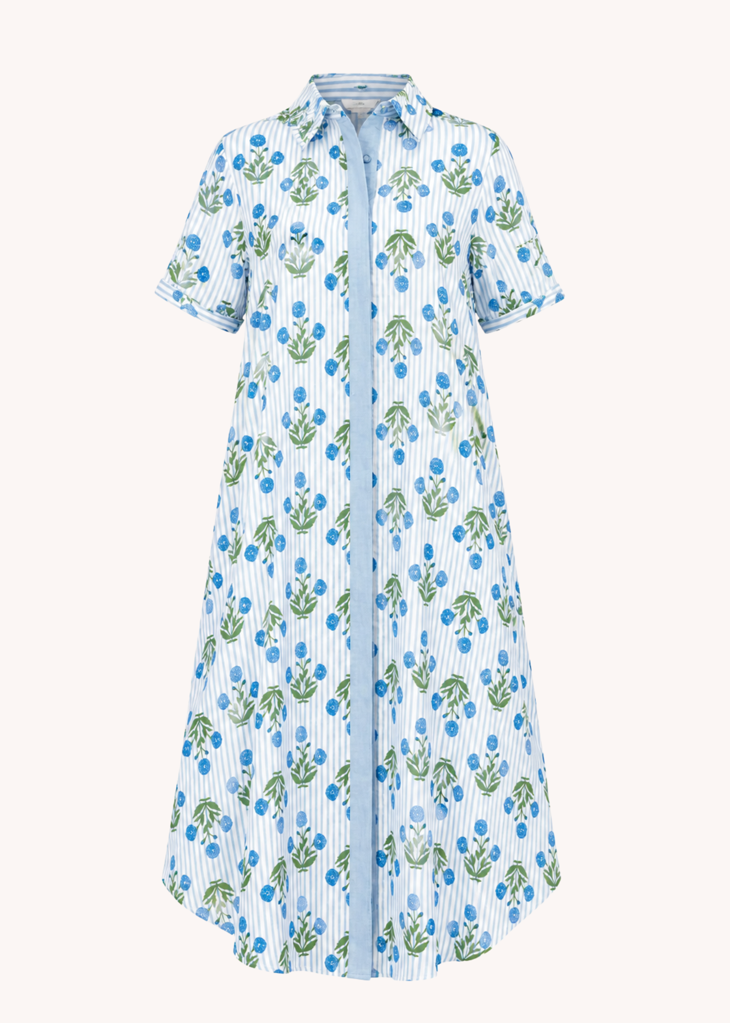 Madeline Block Print Midi Dress in Blue