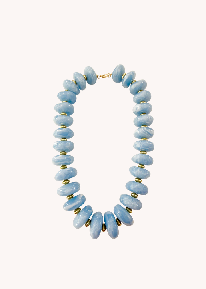 Randi Chunky Beaded Necklace in Light Blue