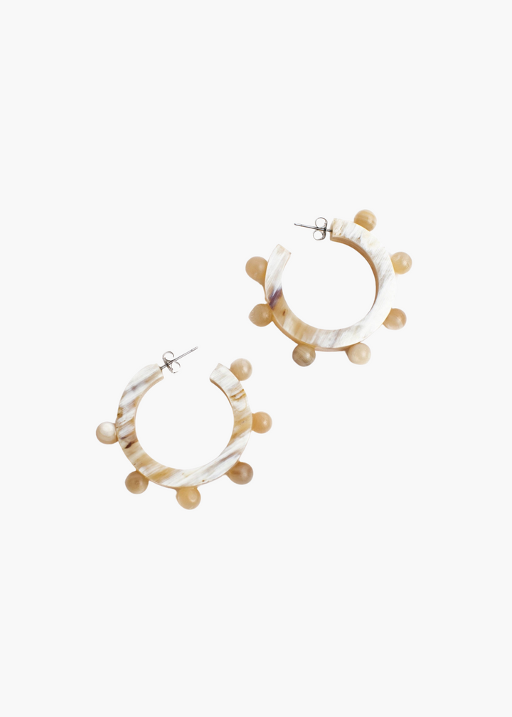 Natural Buffalo Horn Bead Hoops