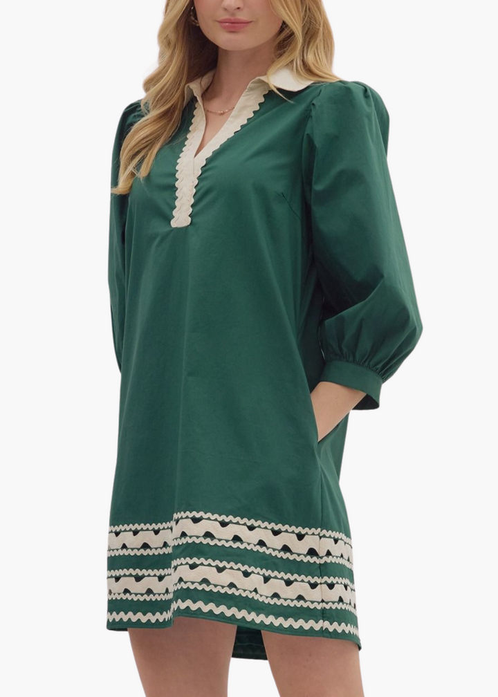 Lina Mini Dress in Hunter Green