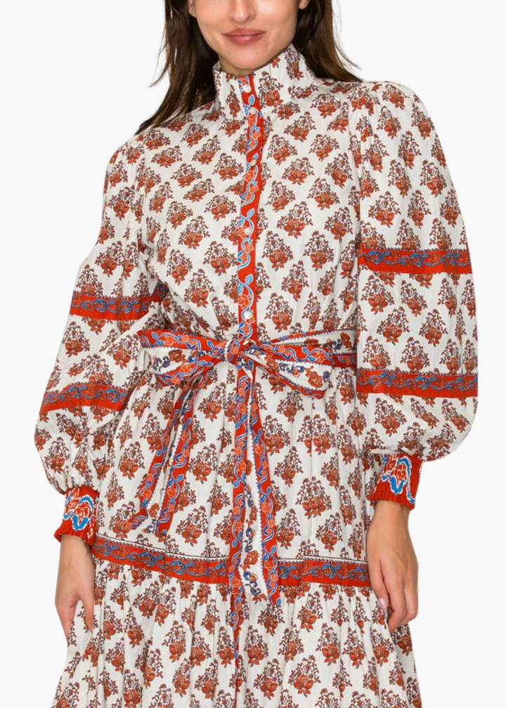 Azure Midi Dress in Brick