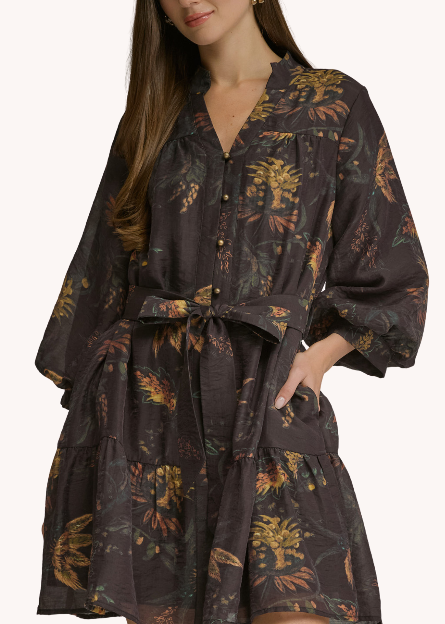 Reagan Cotton Mini Dress in Chocolate