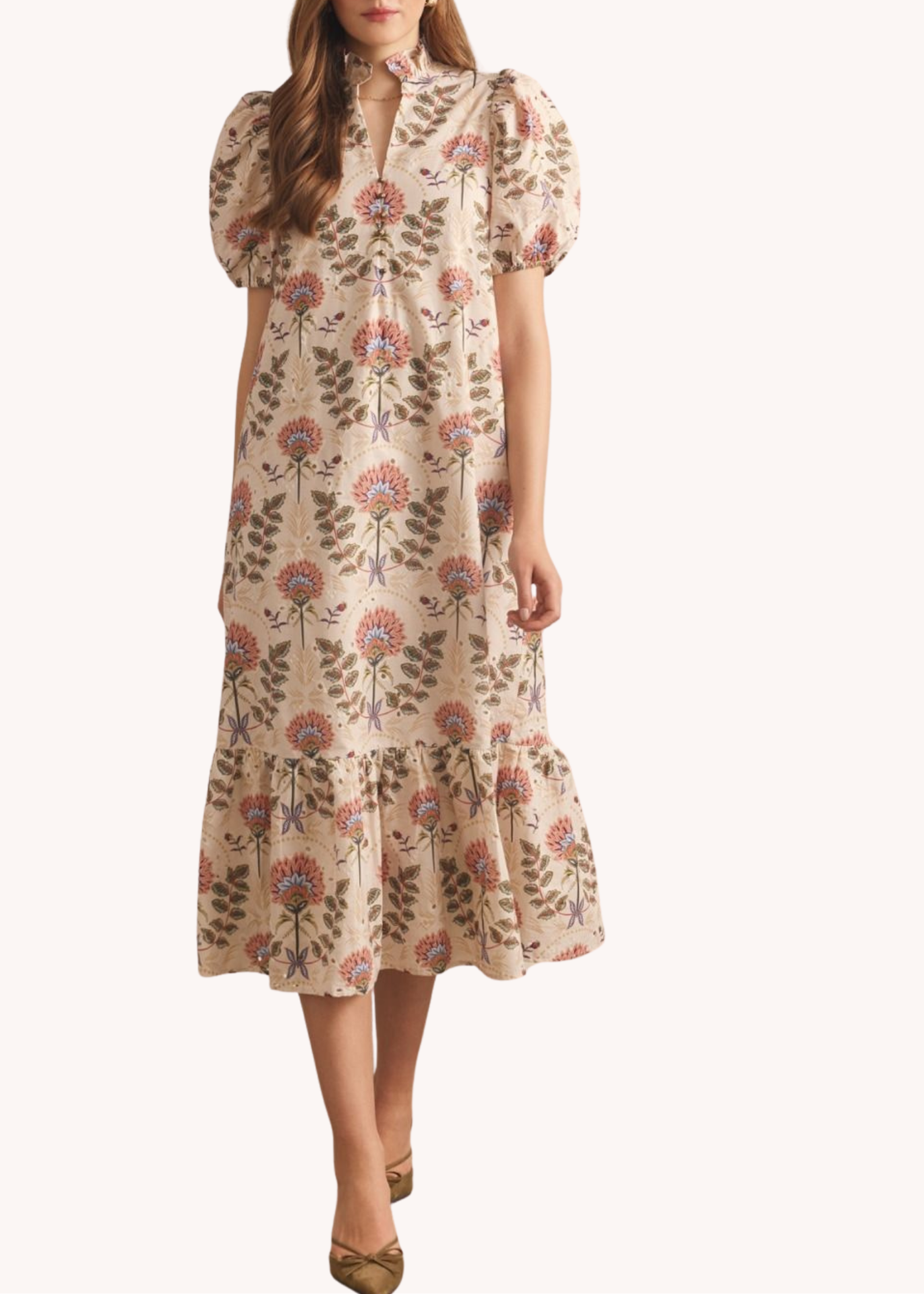 Miller Cotton Midi Dress in Ecru