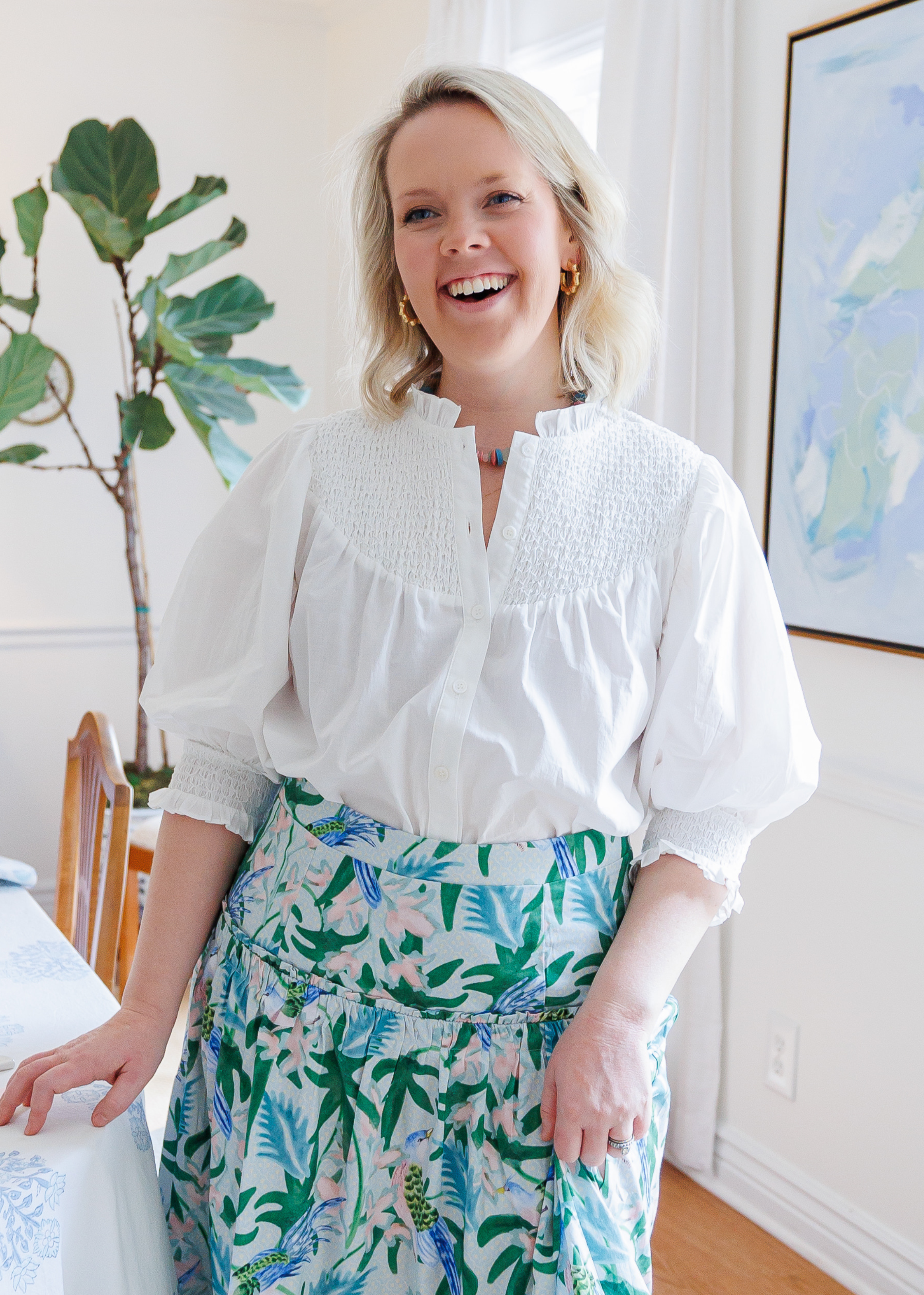 Sawyer Smocked Top in White