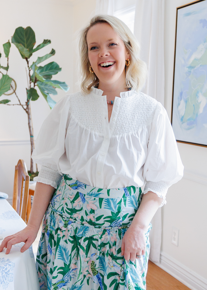 Sawyer Smocked Top in White