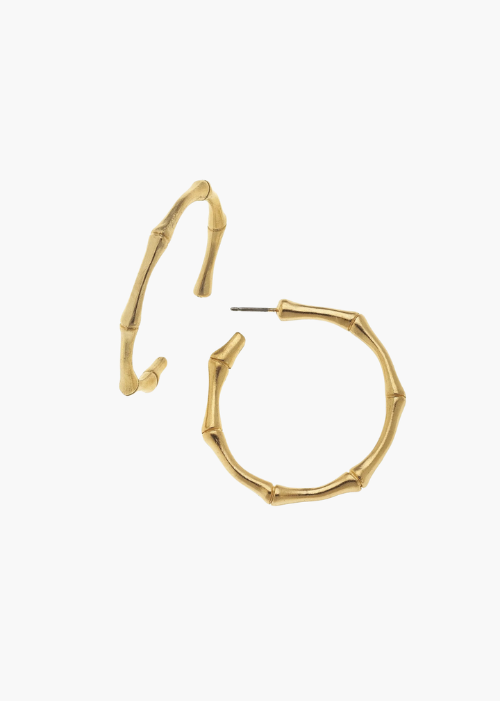 24K Gold Bamboo Hoops